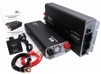 Инвертор MobileComfort S2012-BC, 2000Вт, 12В, чистый синус,  розетка 230V, встроенное зарядное устройство 20А, схема приоритетов 230V, функция бесперебойника, USB выход, в комплекте настенная панель управления