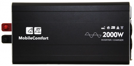 Инвертор MobileComfort S2024-BC, 2000Вт, 24В, чистый синус,  розетка 230V, встроенное зарядное устройство 10А, схема приоритетов 230V, функция бесперебойника, USB выход, в комплекте настенная панель управления