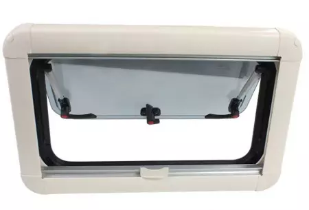 MobileComfort WE5035R, Окно для автодома, стекло - акрил двуслойный, металлическая рама со сквозным креплением, рулонная шторка+маскитка