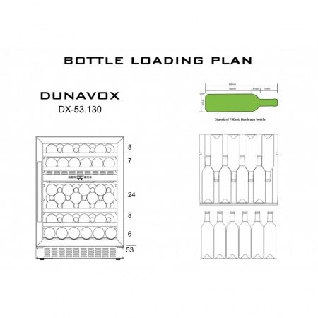 Купить встраиваемый винный шкаф Dunavox DX-53.130DBK/DP