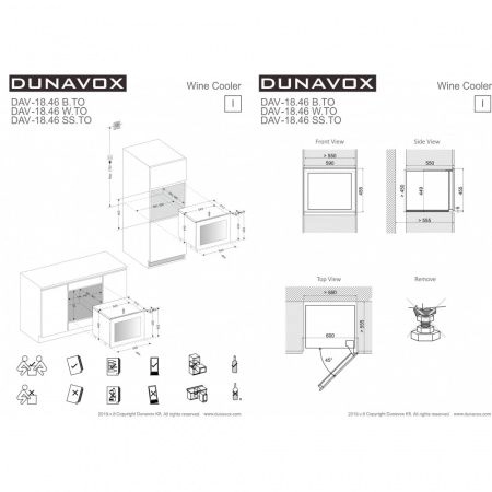 Купить встраиваемый винный шкаф Dunavox DAV-18.46W.TO