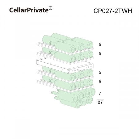 Купить встраиваемый винный шкаф CellarPrivate винный шкаф встраиваемый, двухзонный на 27 бутылок (CP027-2TWH) со скрытой ручкой