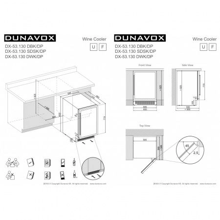 Купить встраиваемый винный шкаф Dunavox DX-53.130DBK/DP